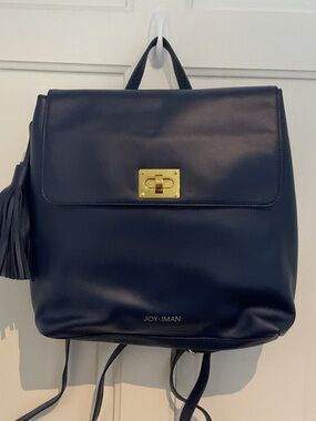 Joy & Iman Navy Backpack with Gold Hardware